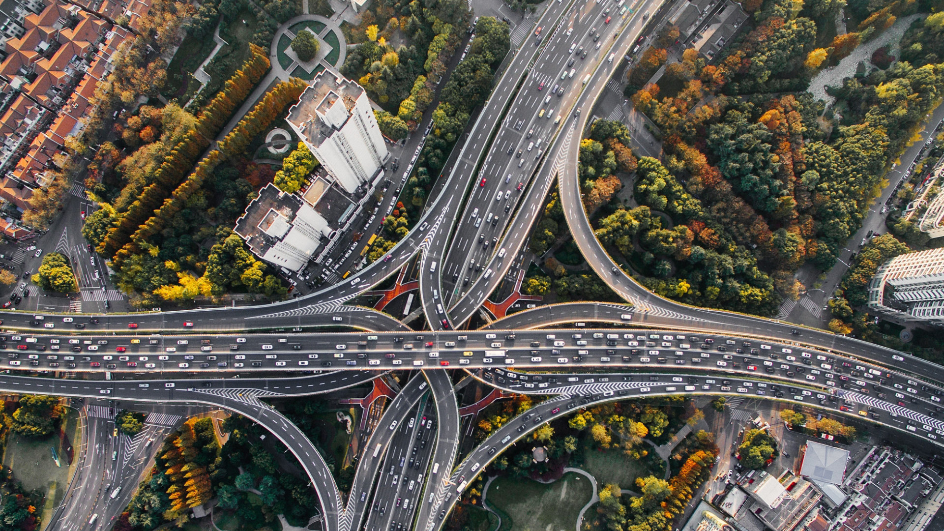 aerial view of the built environment