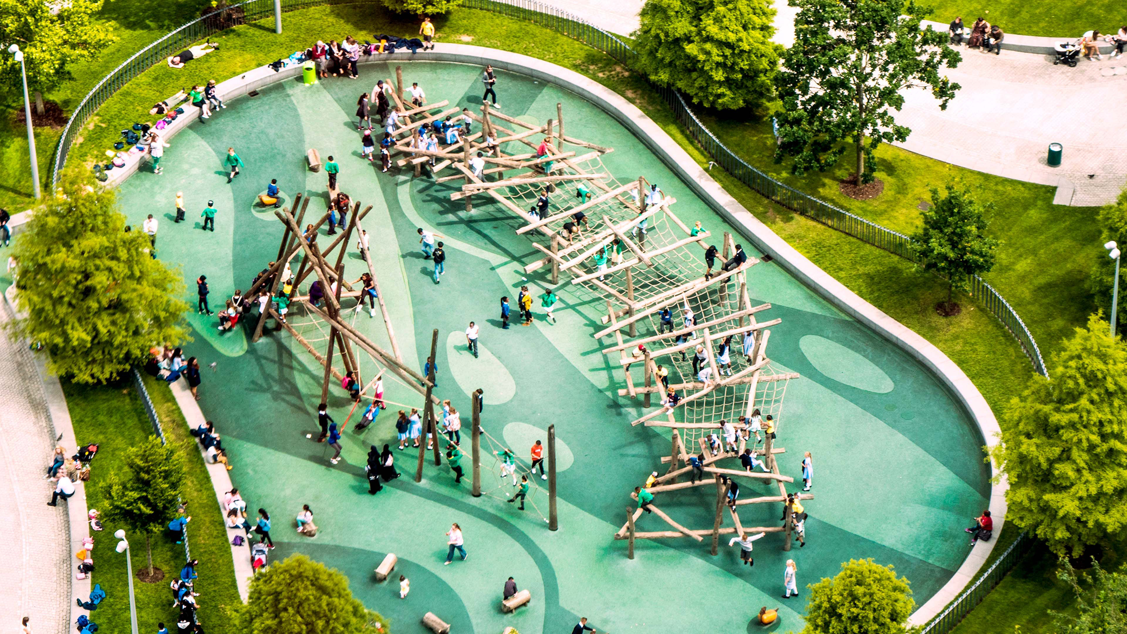 Aerial view of playground