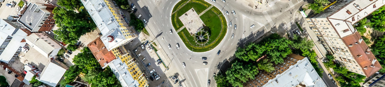 Aerial view of a city cross roads