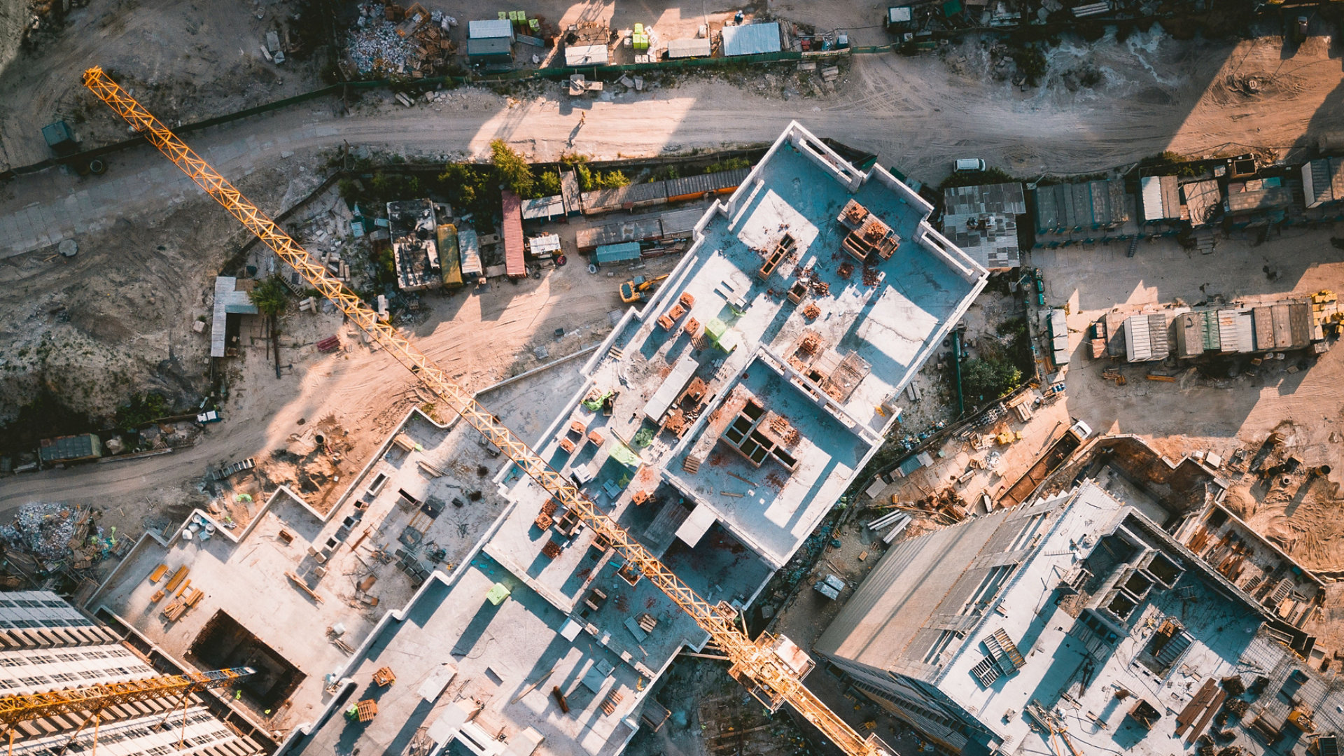 Aerial view of a construction site