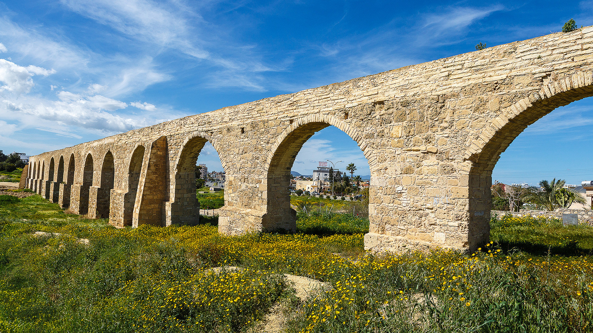 Photo of the Kamares Aqueduct in Cyprus