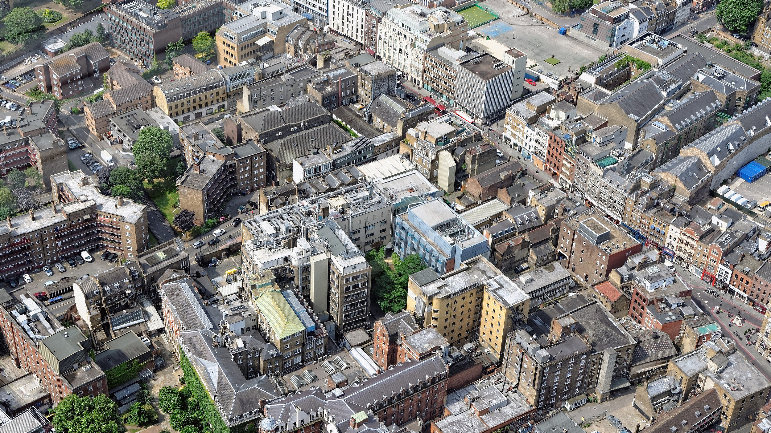 Aerial view of high-rise buildings