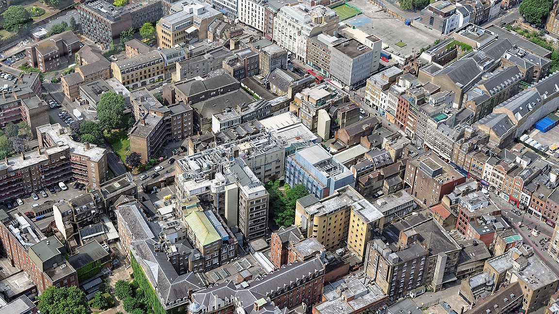 Aerial view of buildings