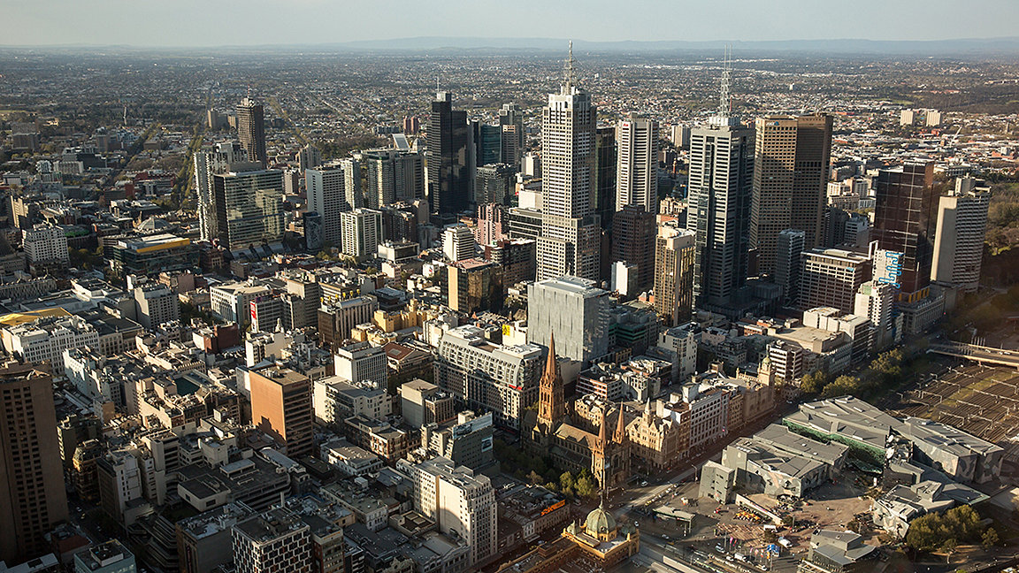 Aerial view of Melbourne central business district