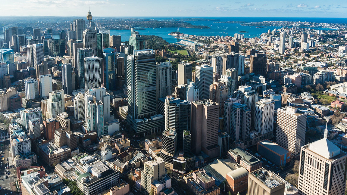 Aerial photo of Sydney central business district