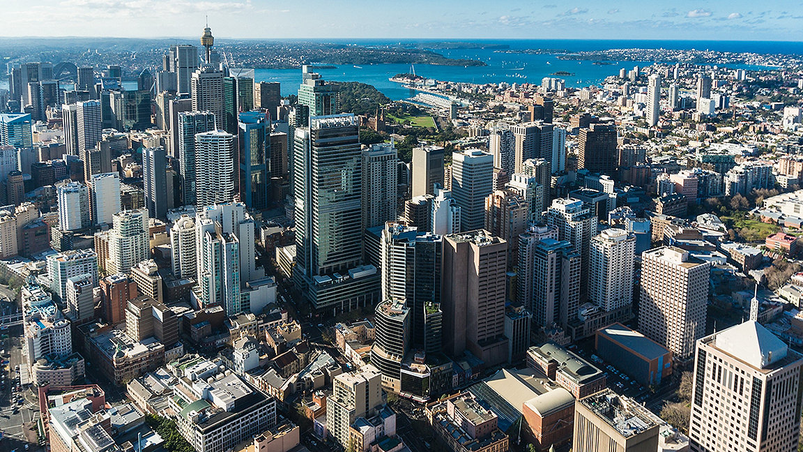 Aerial photo of Sydney central business district
