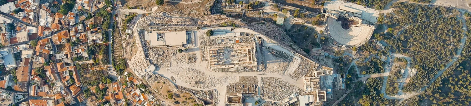 Athens, Greece. Acropolis of Athens in the light of the morning sun. Summer, Aerial View  ; Shutterstock ID 2395297311; purchase_order: -; job: -; client: -; other: