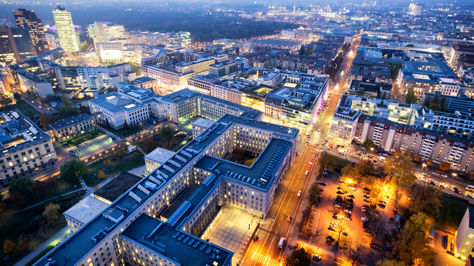 Berlin cityscape in the early evening