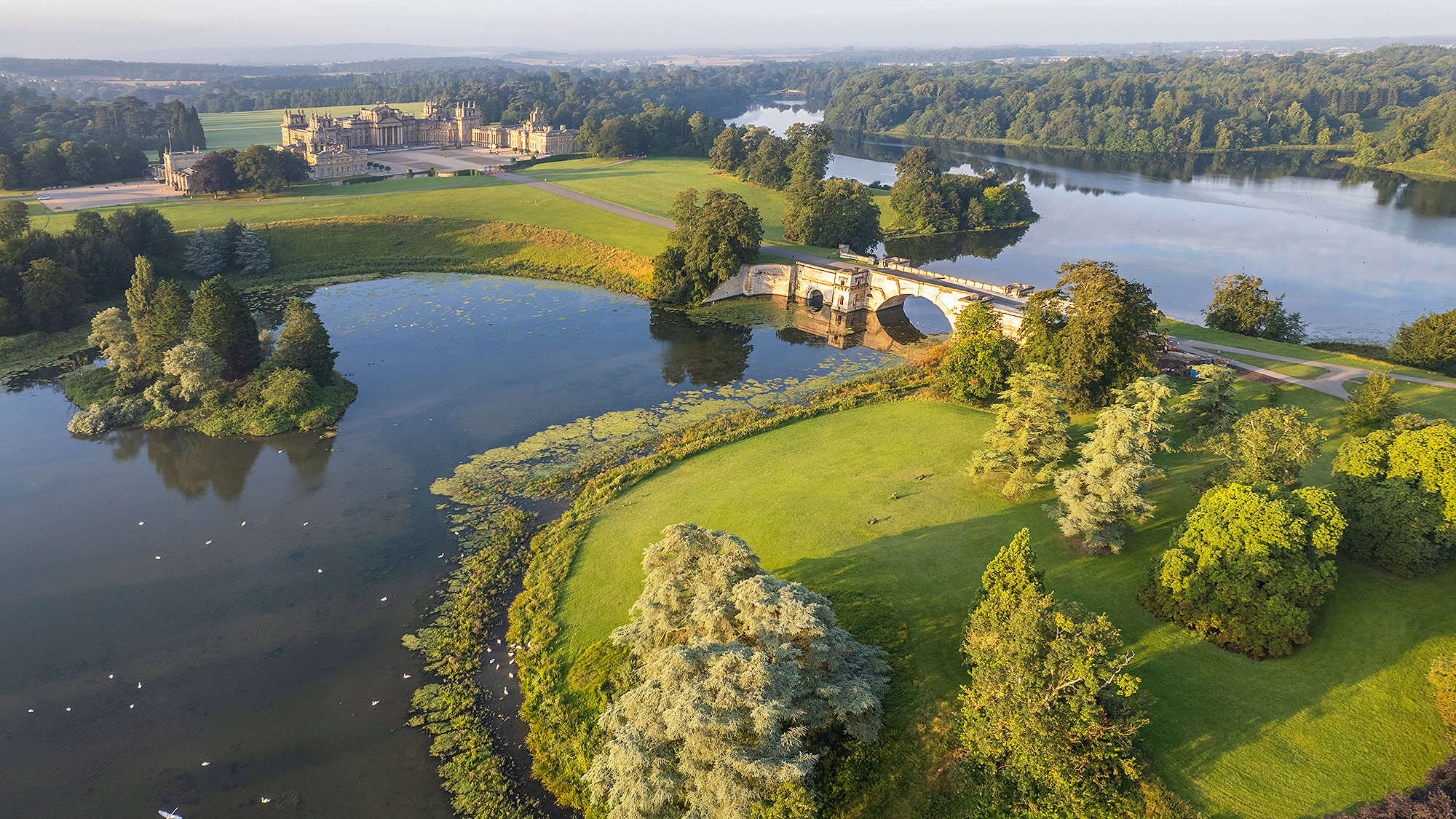 Blenheim Palace viewed at sunset