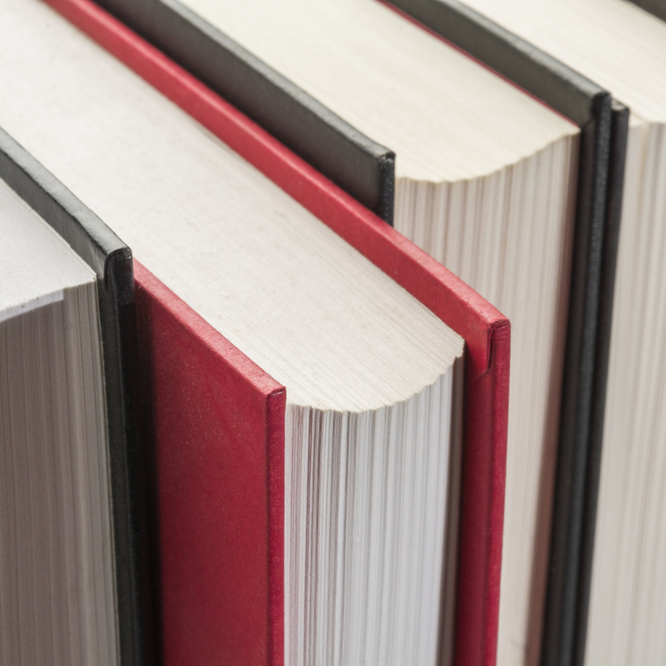 Red book on a book shelf