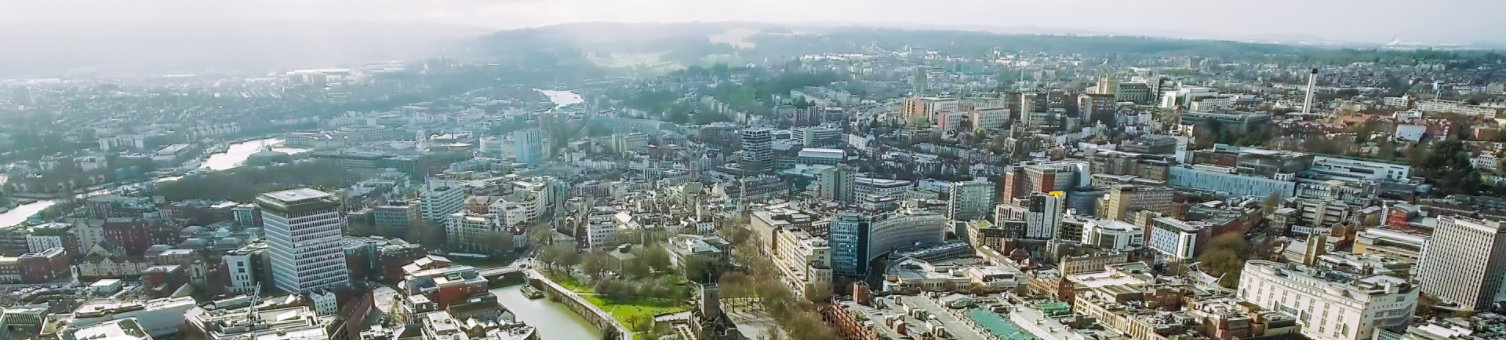 Bristol city centre drone shot