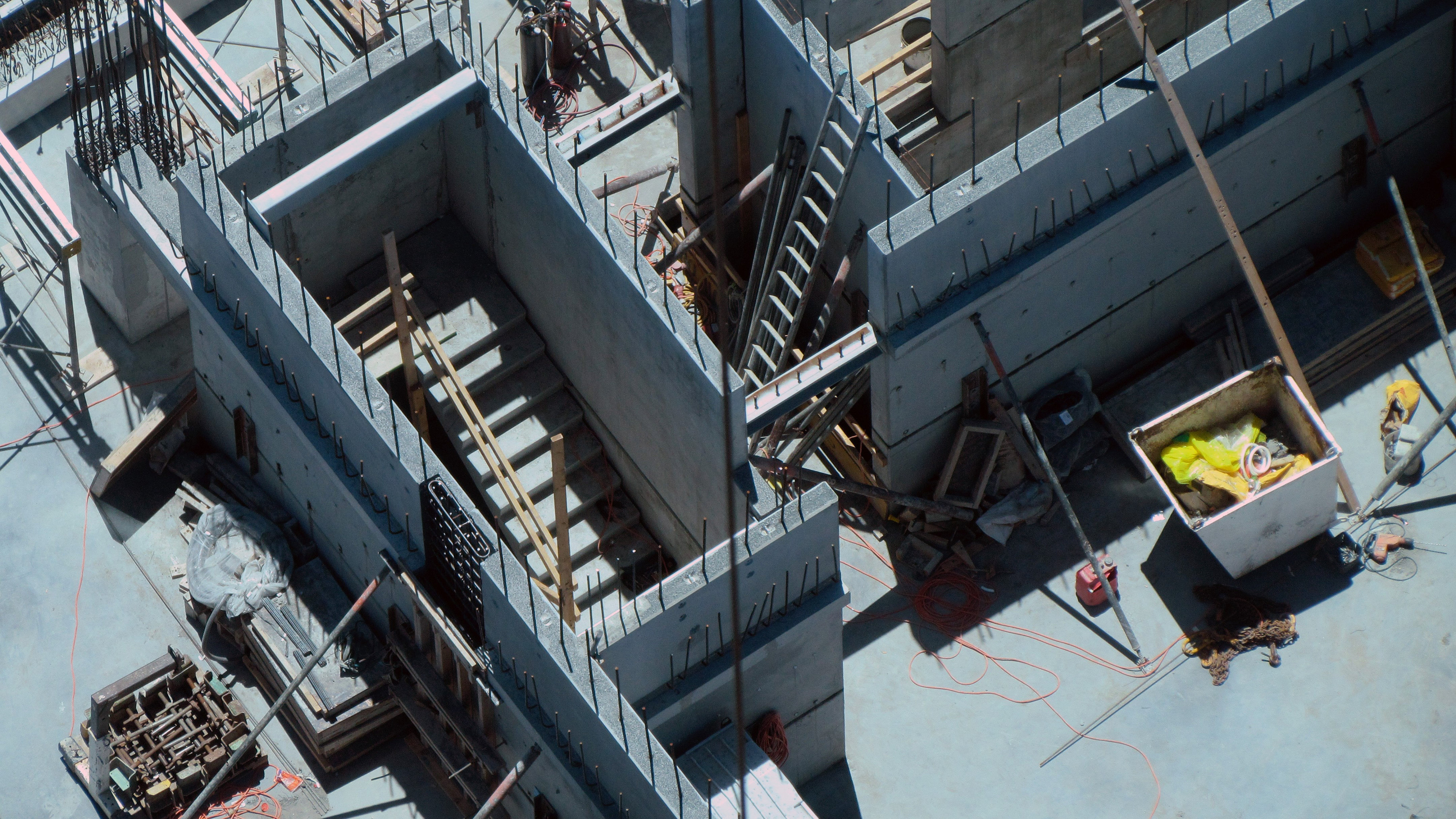 Aerial view of construction site