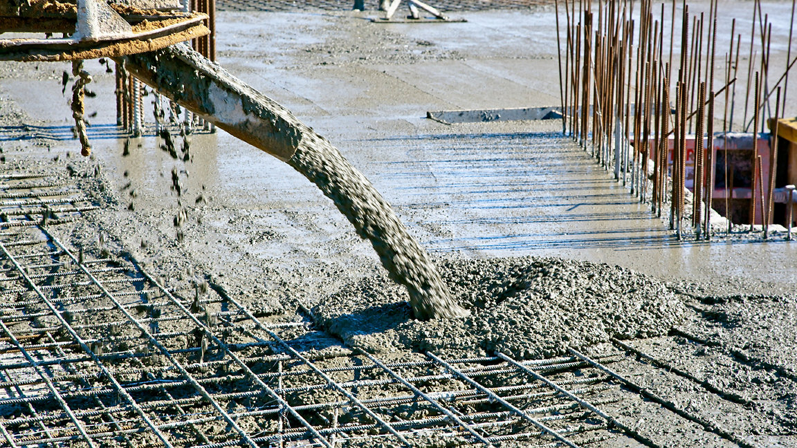 Concrete poured at a construction site