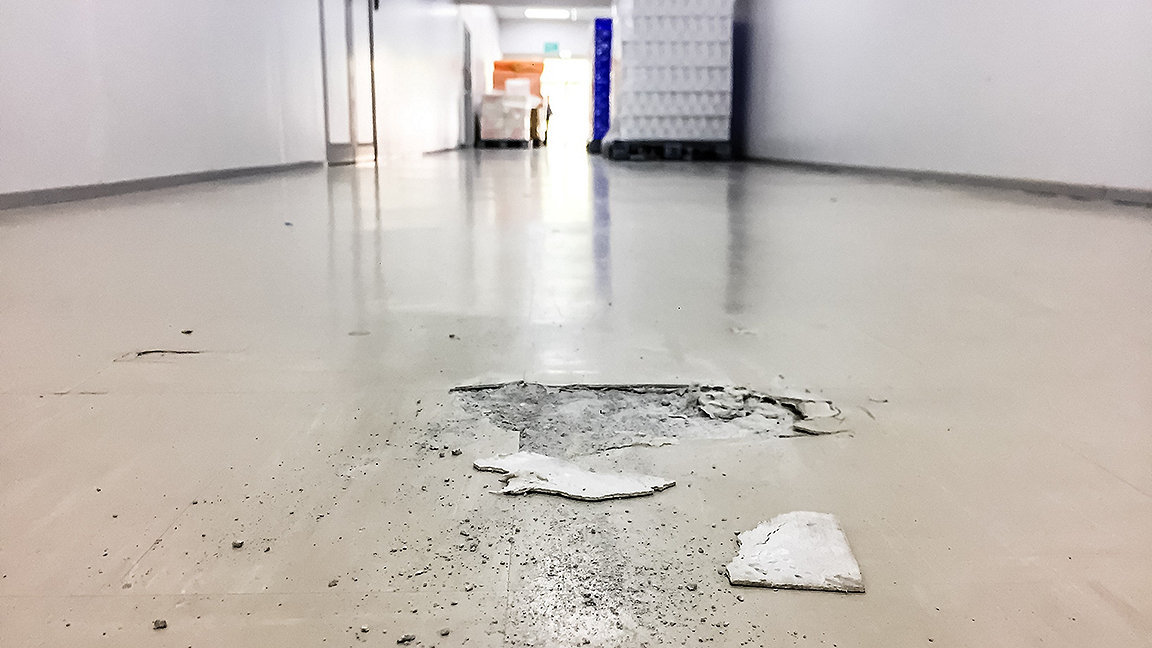 Cracked factory floor