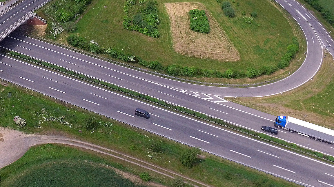 Aerial view of a highway crossing in Germany