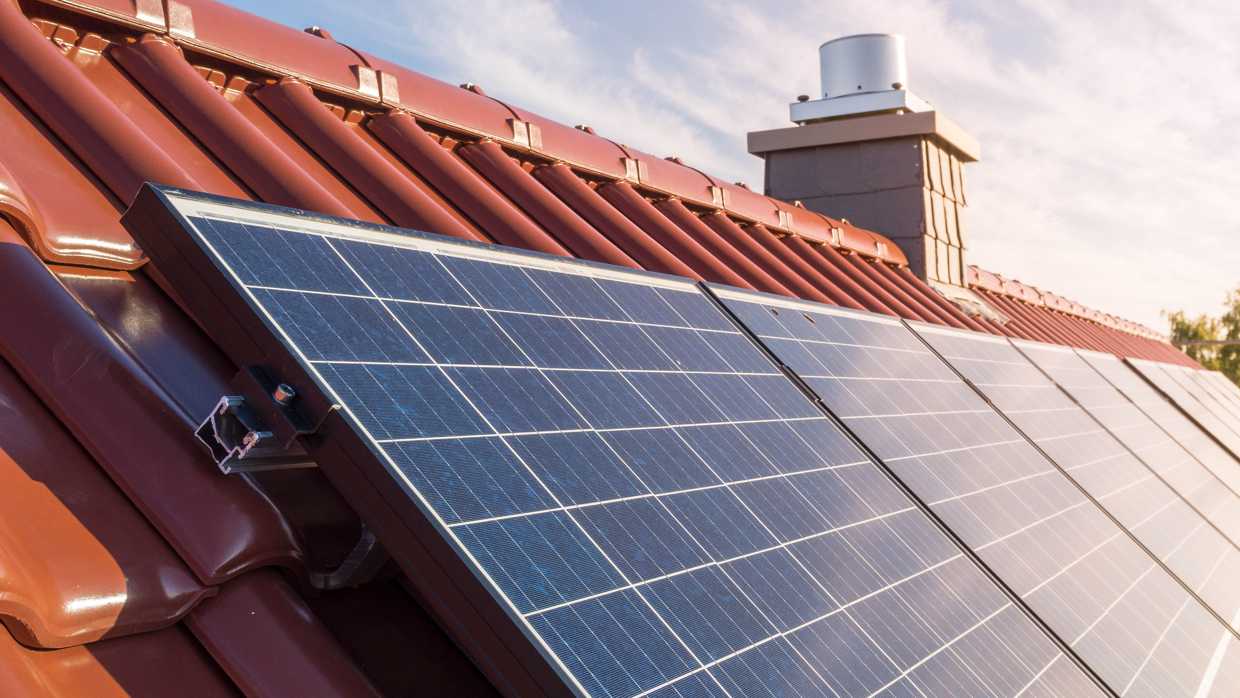 Solar panels on house roof