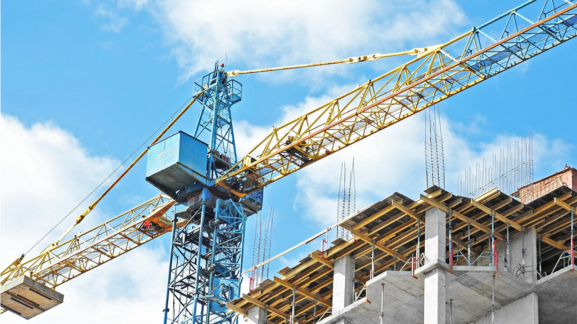 Cranes on building site