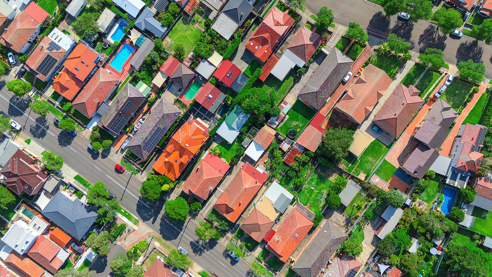 Aerial photo of residential housing in Sydney, Australia