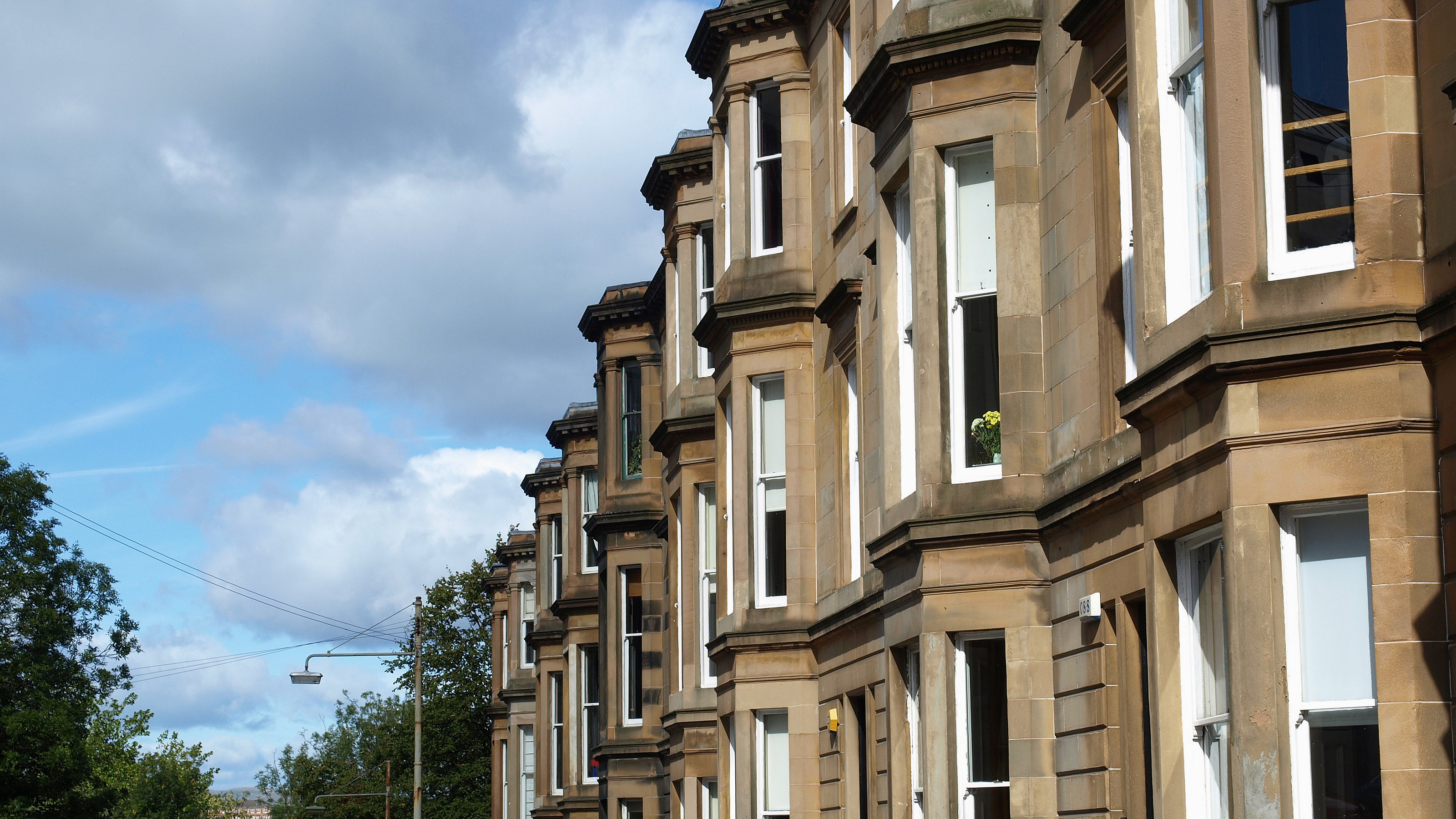 Row of terraced houses in Glasgow, Scotland