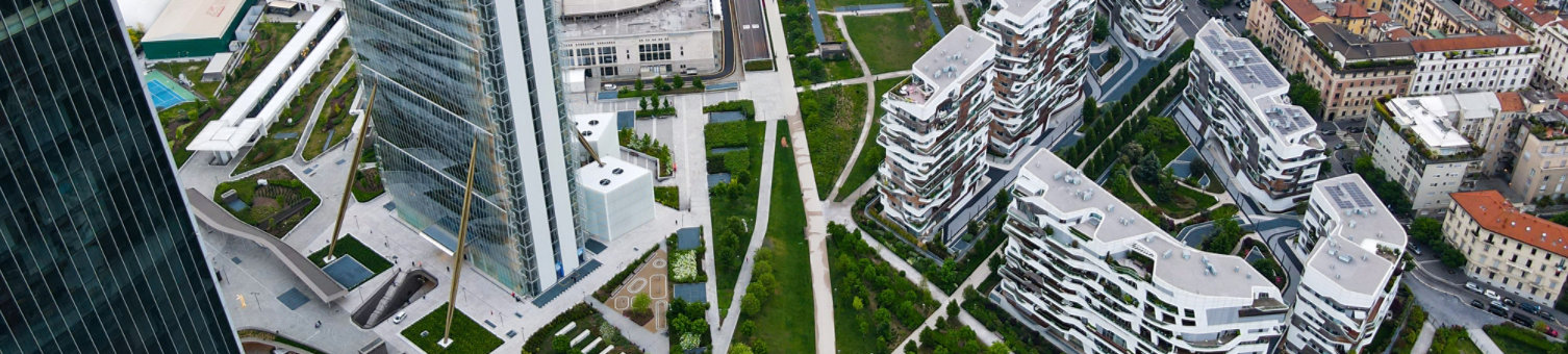 Drone shot of Milan city