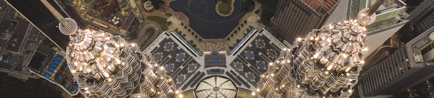 Drone Shot of Petronas Towers in Kuala Lumpur, Malaysia