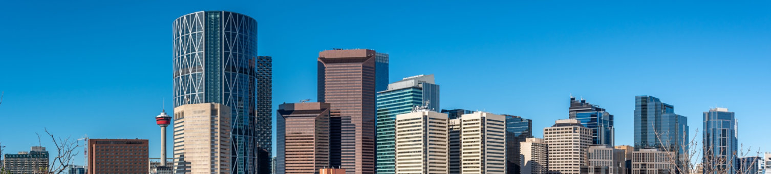 View of Calgary's skyline on a beautiful spring morning. 