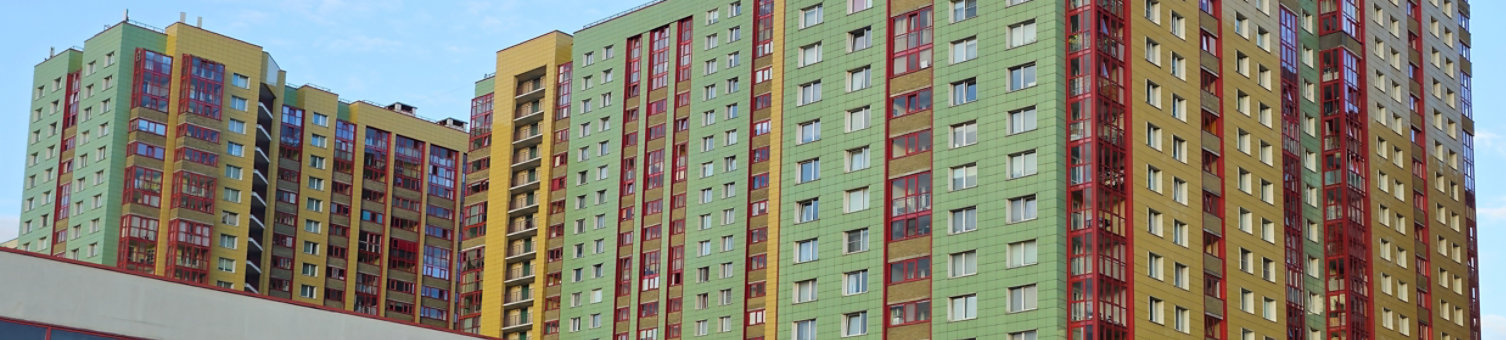 High rise colourful residential buildings
