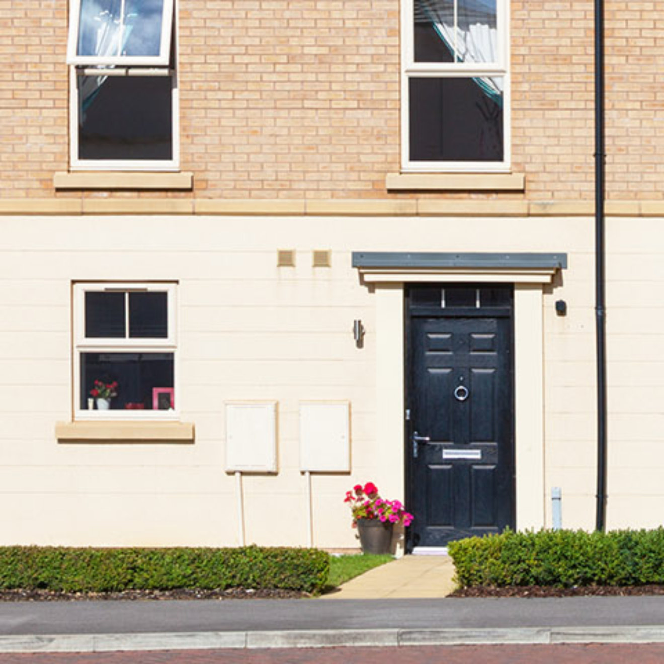 Row of new english terraced houses