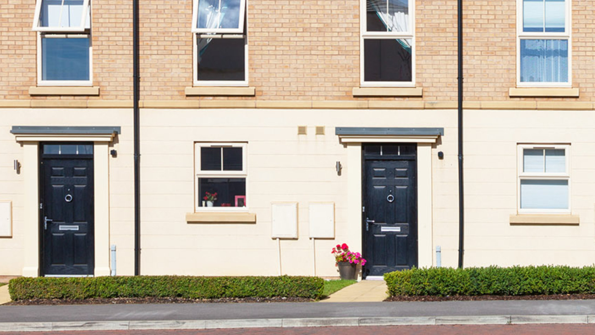 Row of new english terraced houses