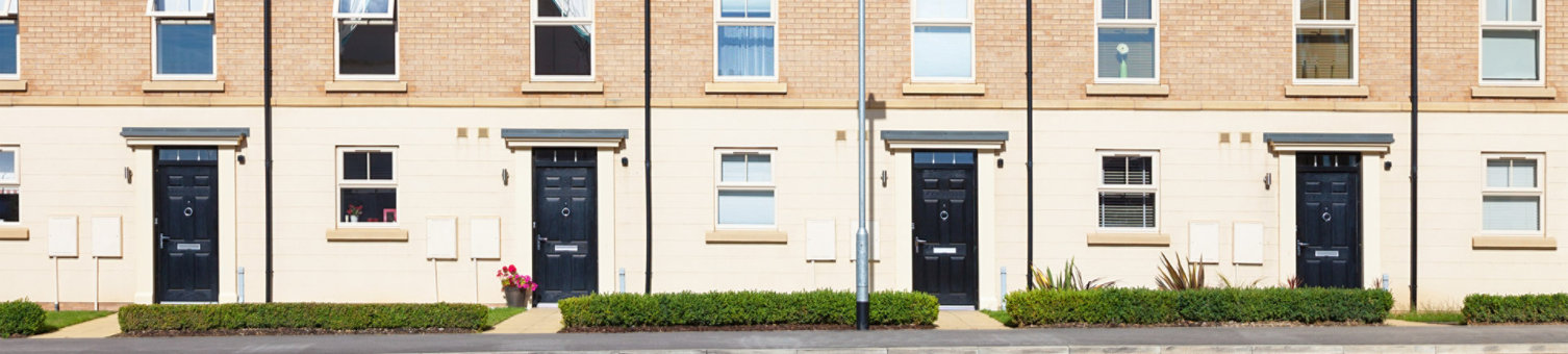 Row of new english terraced houses