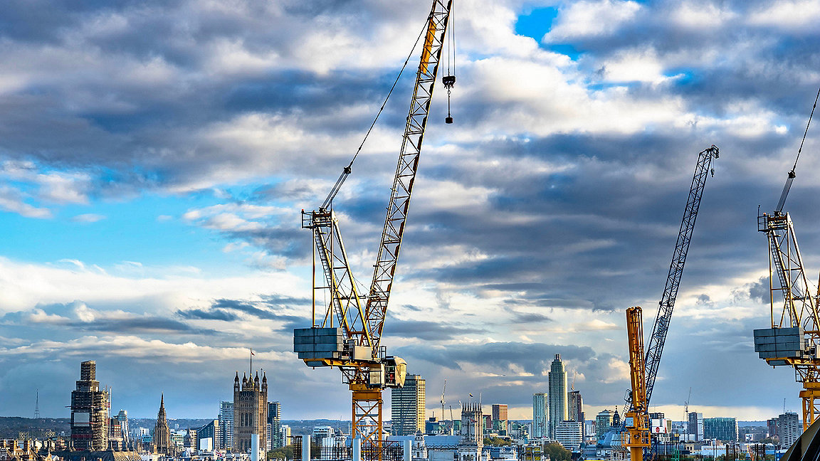 Cranes on a London construction site
