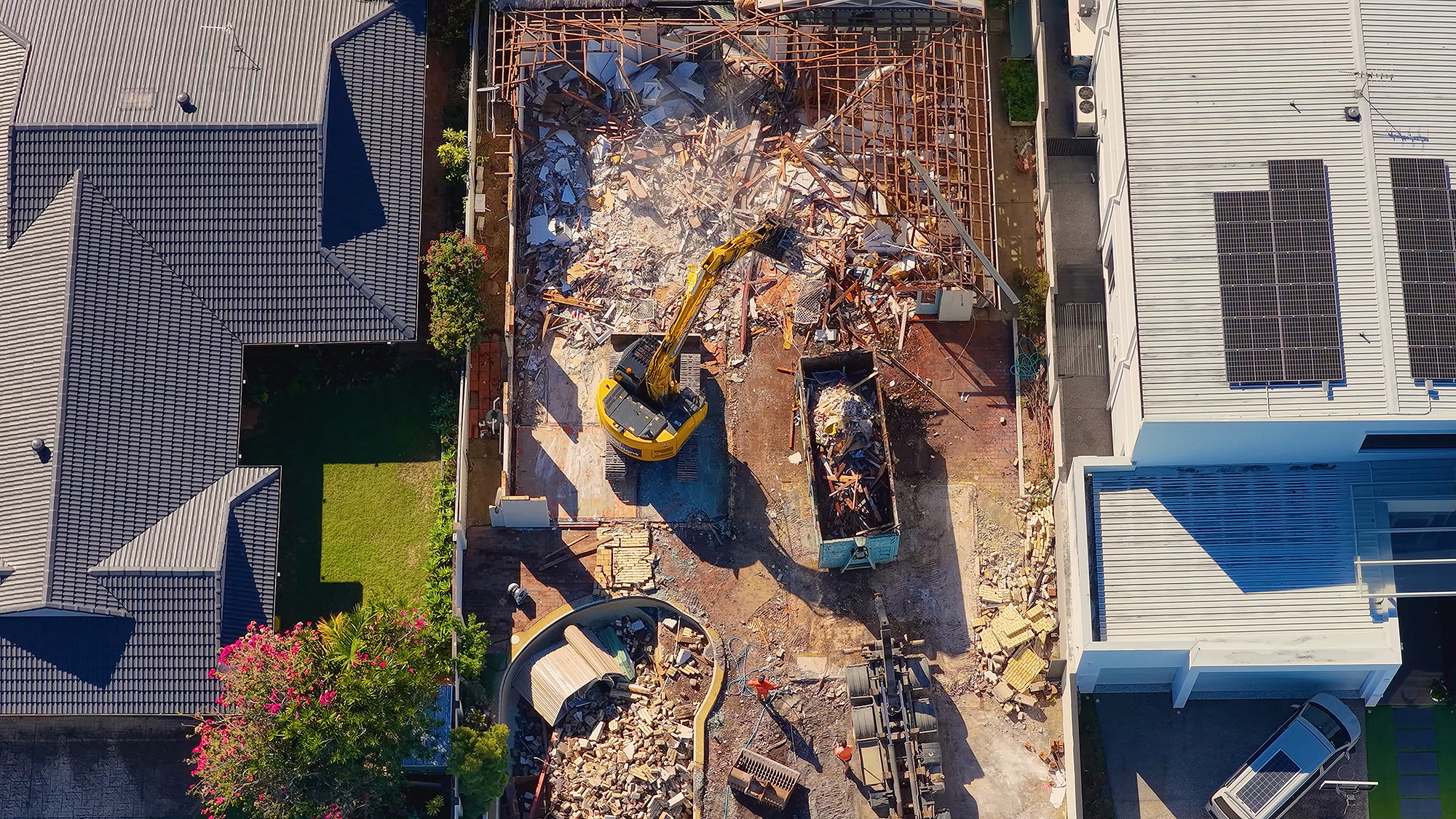 Colour aerial photograph of a building site
