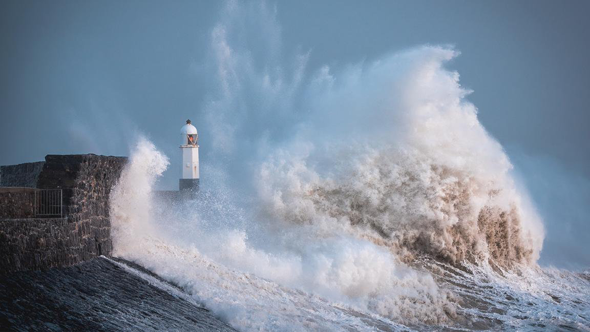 Storm Ciara hits the coast of Porthcawl in South Wales