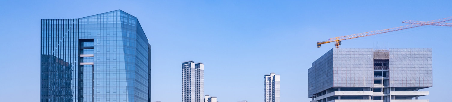 City skyline with blue sky