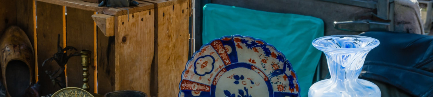Pottery and glass models with vases