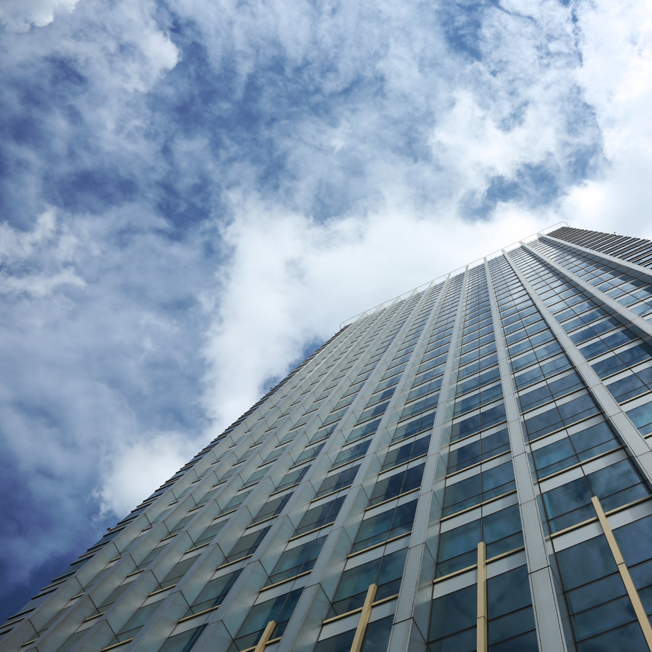 Bottom view of modern skyscrapers in business district 