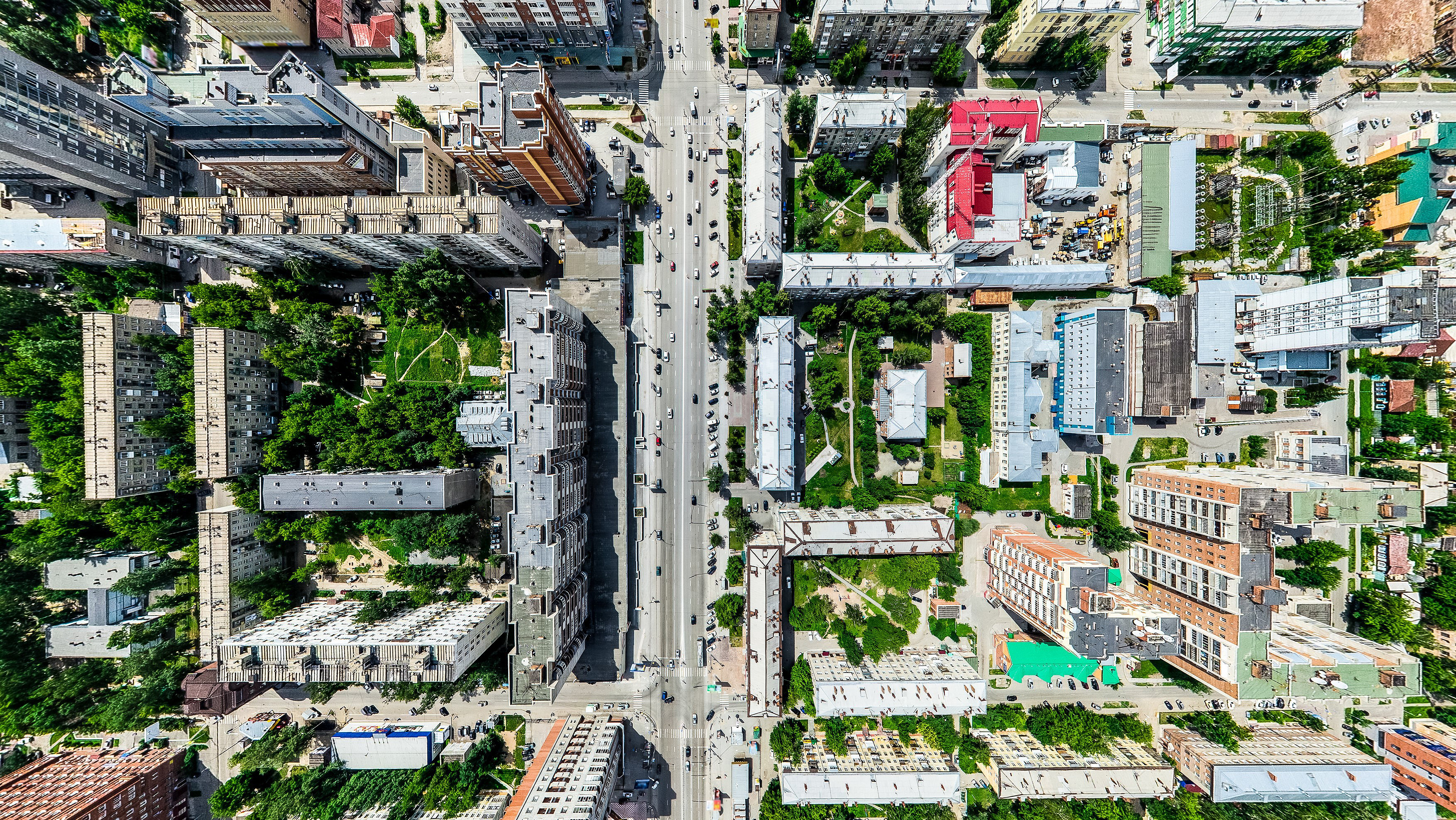 Aerial view of high-rise buildings