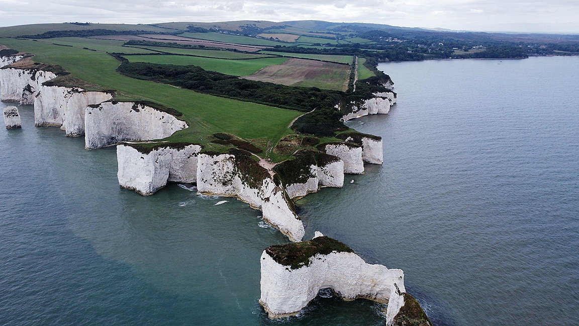 Limestone cliffs overlooking sea
