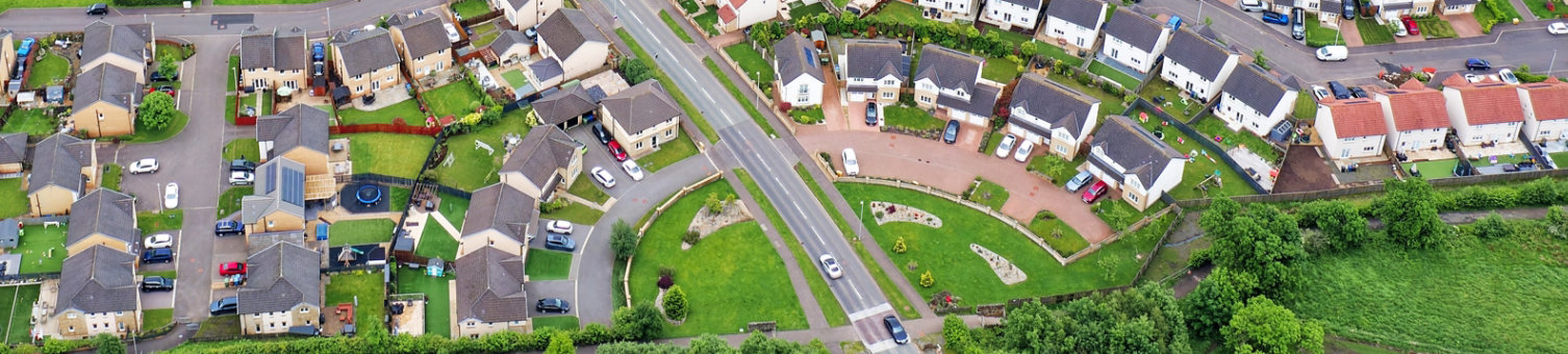 Birdseye view of houses in the uk