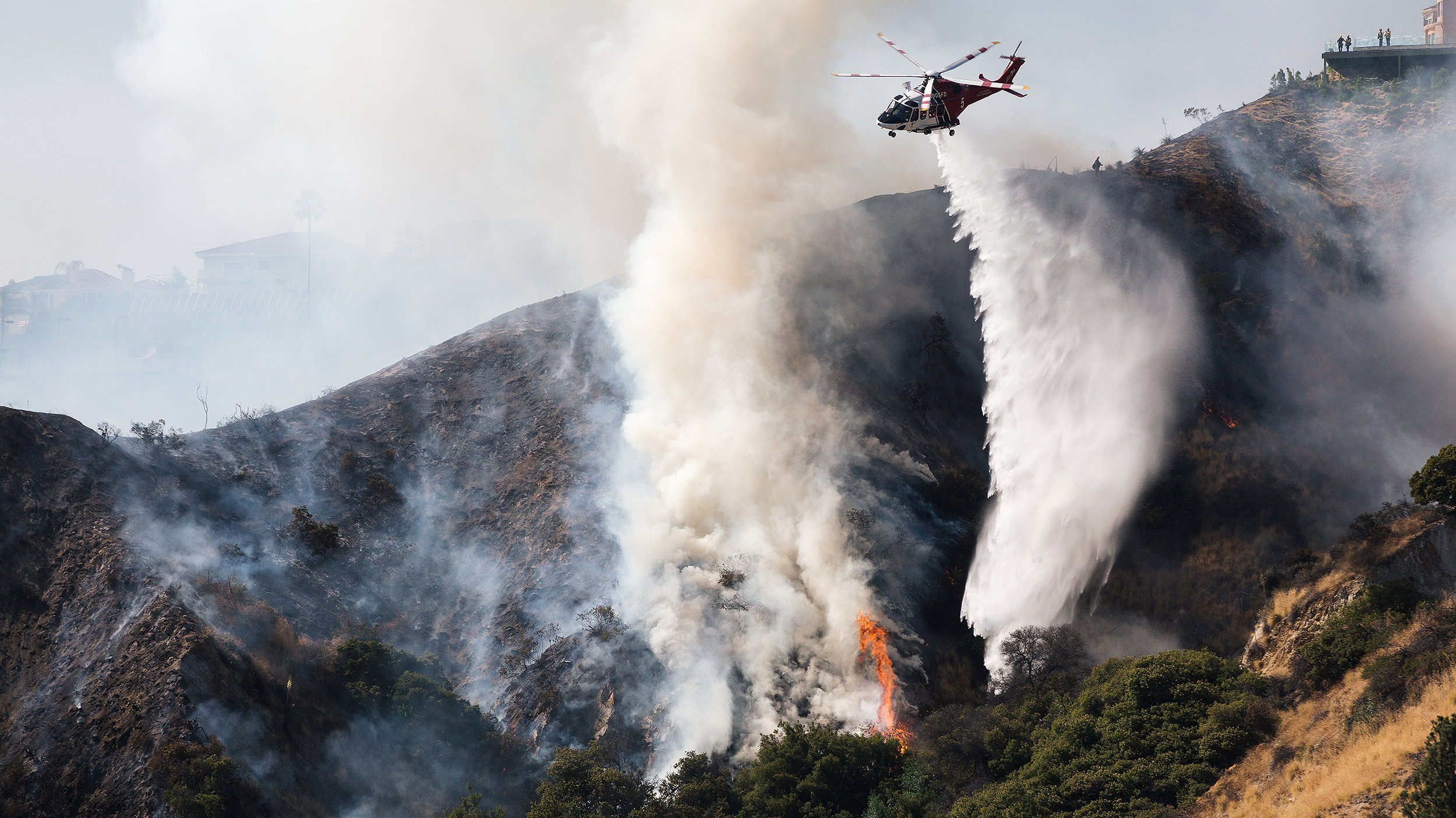 Helicopter fighting a wildfire, California