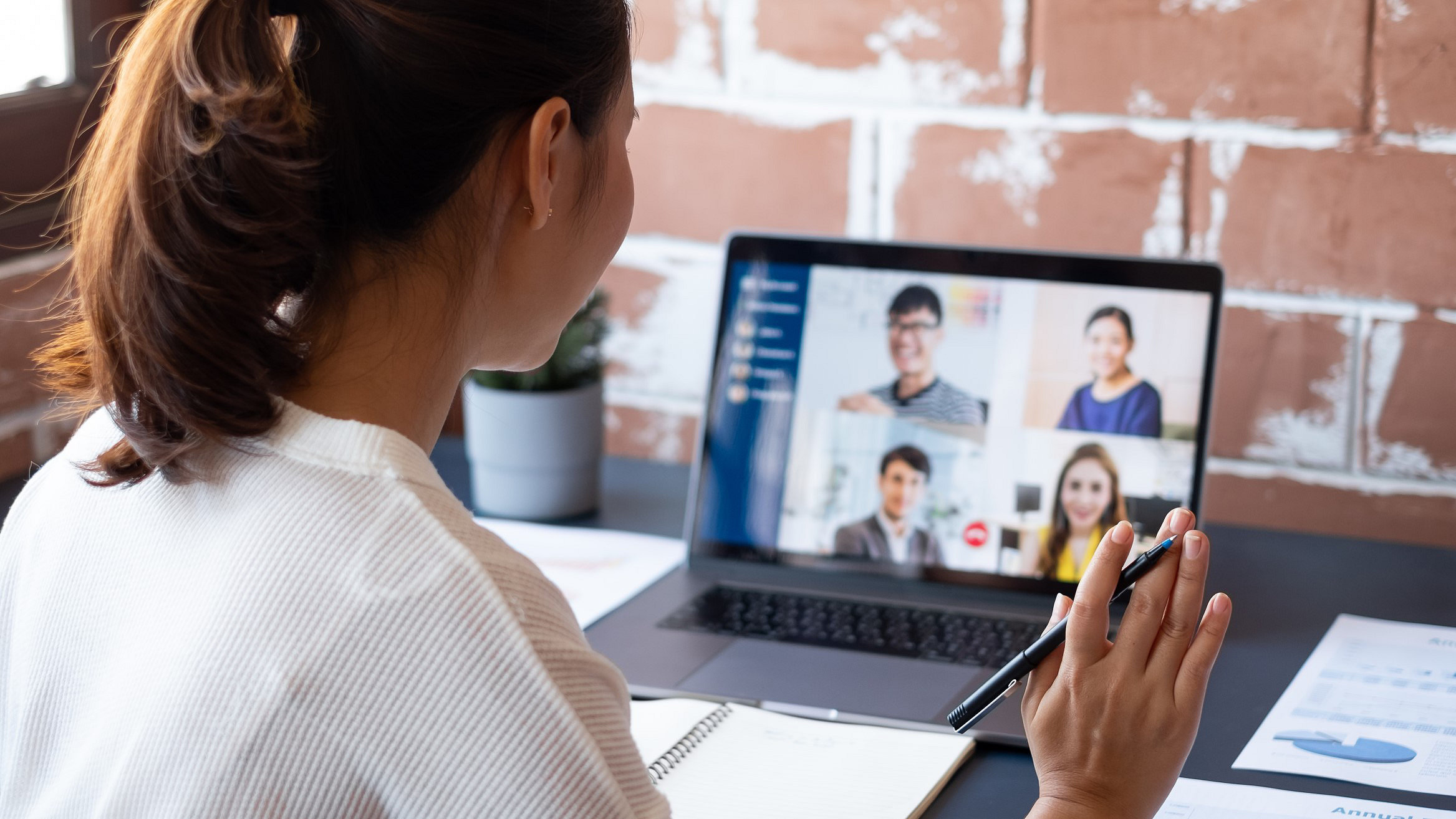 Woman working from home