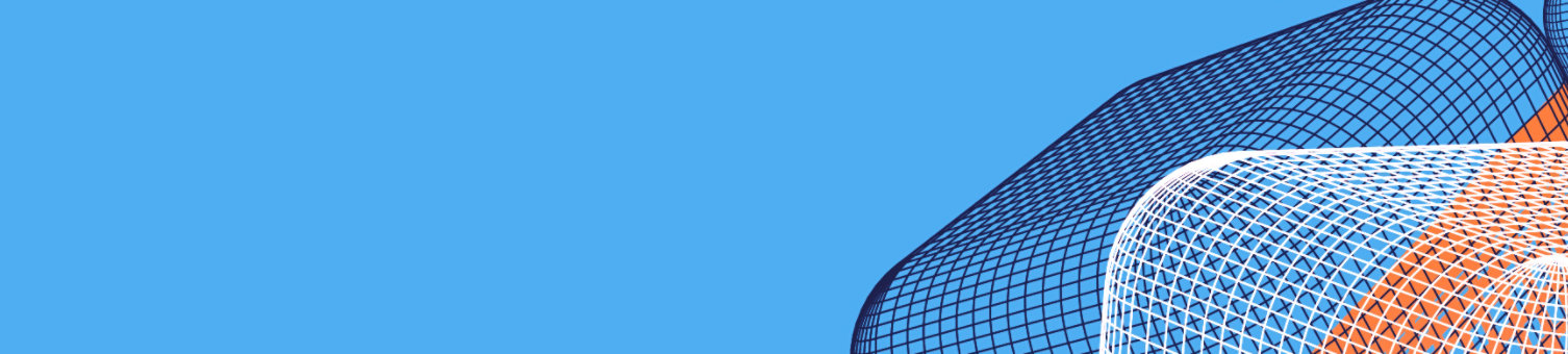 Black, white and orange cubes on a blue background