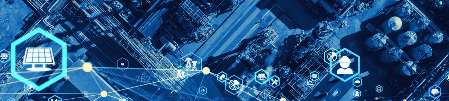 Industrial technology concept. Communication network. Supply chain.