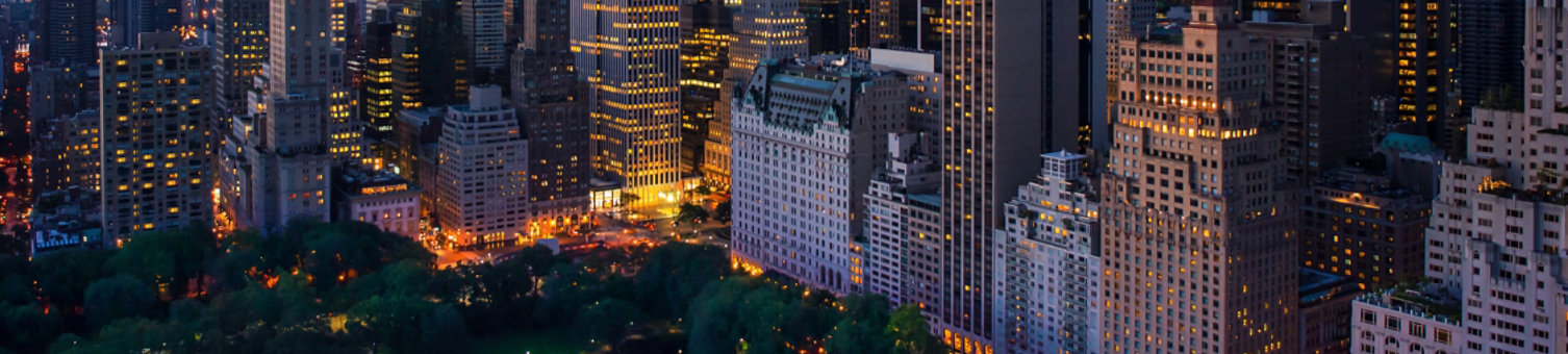 New York city - amazing sunrise over central park and upper east side Manhattan - Birds Eye / aerial.