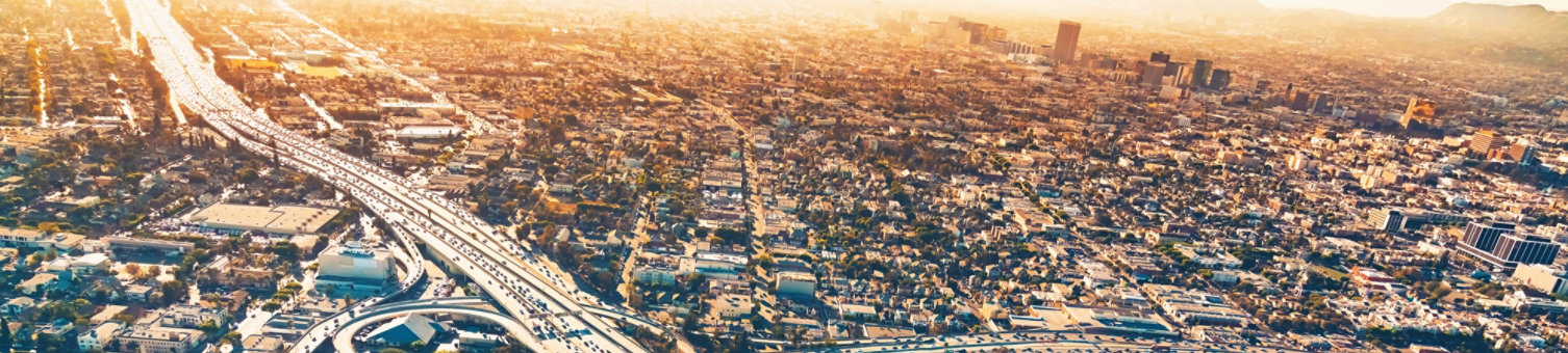 Town skyline with motorway