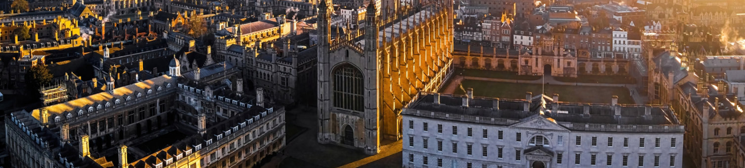 The aerial view of Kings college in Cambridge, a city on the River Cam in eastern England, UK
