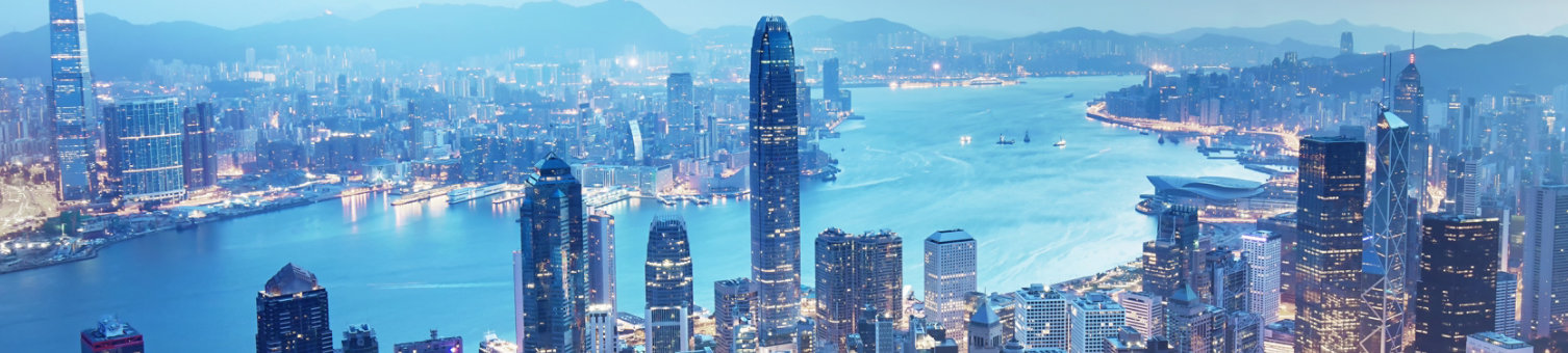 Hong Kong city skyline from the Victoria peak, China