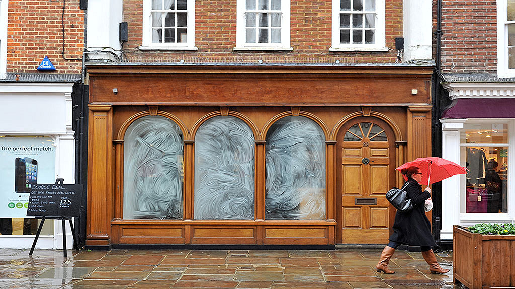 Empty high street retail unit, formerly building society