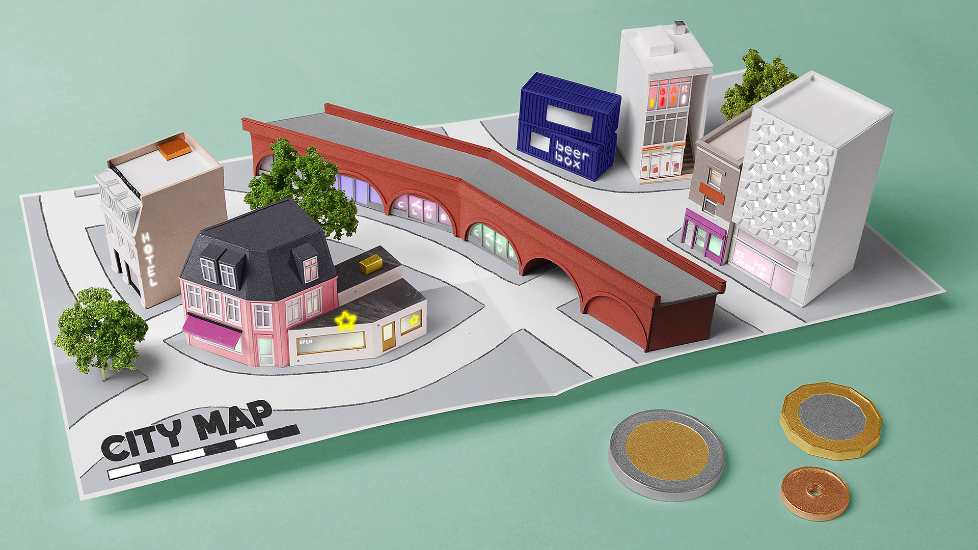 Paper pop up shop model