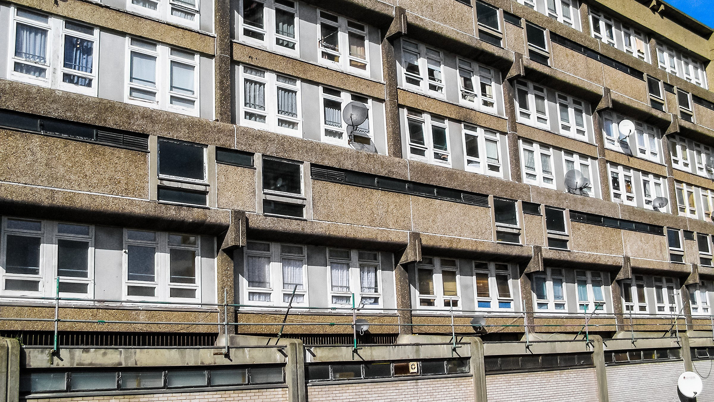 Close-up of high-rise block of flats